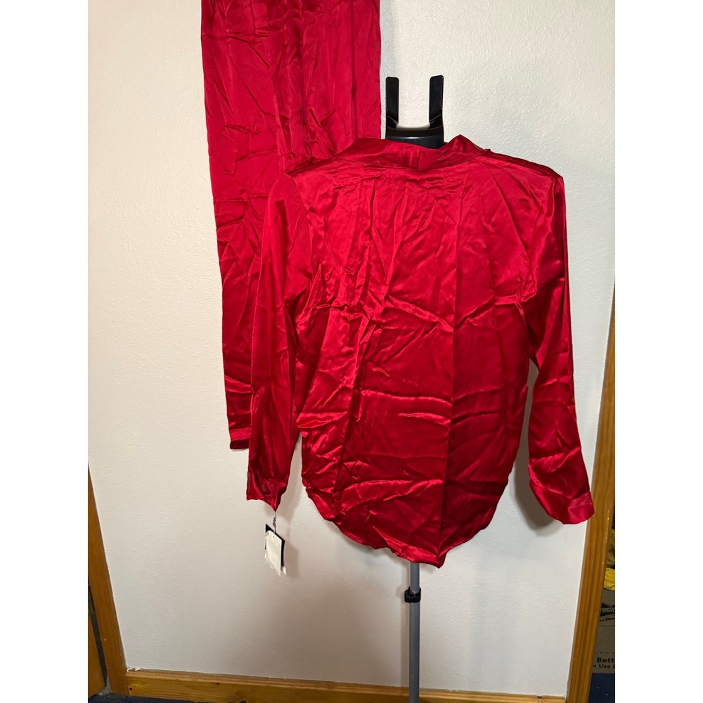 Vintage Valerie Stevens‎ Pure Silk Pajama Red 2 Piece Sleepwear NWT Petite Small - Picture 3 of 10